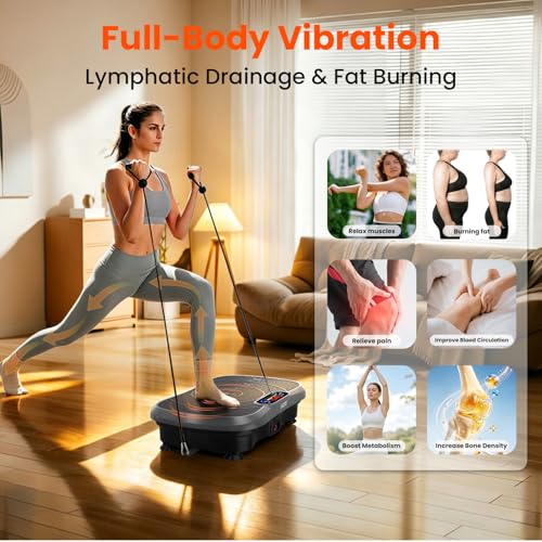 Image of AXV Vibration Plate Fitness Platform Exercise Machine Vibrating Shaking Full Body Shaker Workout Vibrate Stand Shake Board Sport for Weight Loss Fat Burner for Gym Home Office
