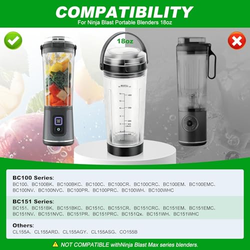 Vaso de licuadora compatible Ninja Blast 18oz miniatura 3