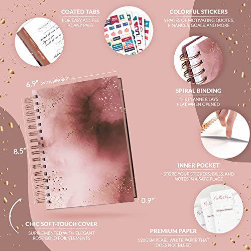 Image of PLANBERRY Hourly Schedule Planner Premium - Undated Weekly Organizer with Time Slots & Monthly Budget - Time Management, Goal Setting, To-Do List & Habit Tracker -6.9″x8.5″(Rose Gold)
