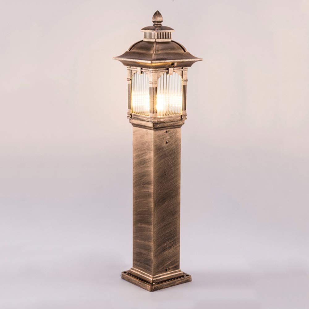 GTHTUHFD Column Lamp Street Light Outdoor Pillar Lawn Garden Victoria Lantern Aluminum Glasswaterproof Table E27 Balcony Post,L-B