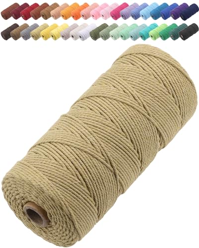GOHOF Macrame Cord 2mm x 205m Premium Cotton Macrame Rope, 3 Strand Twisted Soft Cotton Cord
