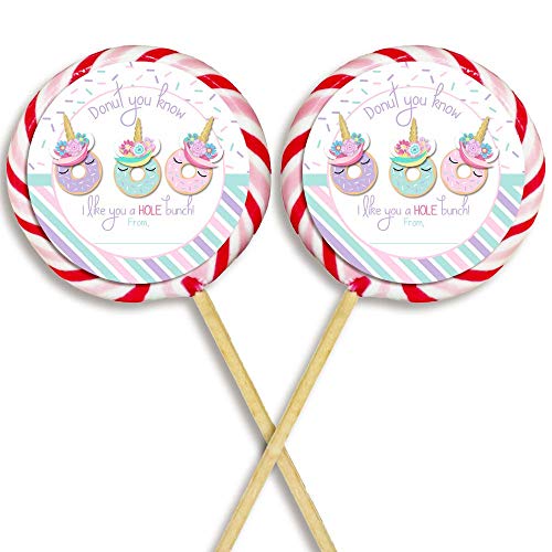 Magically Sweet Donut Unicorn Valentine Party Favor Sticker Labels For Girls, 40 2" Party Circle Stickers By Amandacreation, Great For Classroom Valentines, Envelope Seals, Gifts & Treats #TOP6