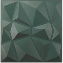 Friso Pared Pino Art3d Textures - Paneles de pared 3D, diseño de diamante verde militar para decoración de pared interior, paquete de 12 azulejos de 3 pies cuadrados (PVC)