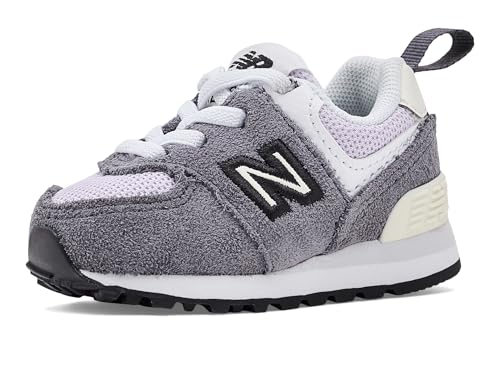 Image of New Balance Kid's 574 V1 New-B Lace-Up Sneaker, Neptune Grey /Taro, 2 W Infant