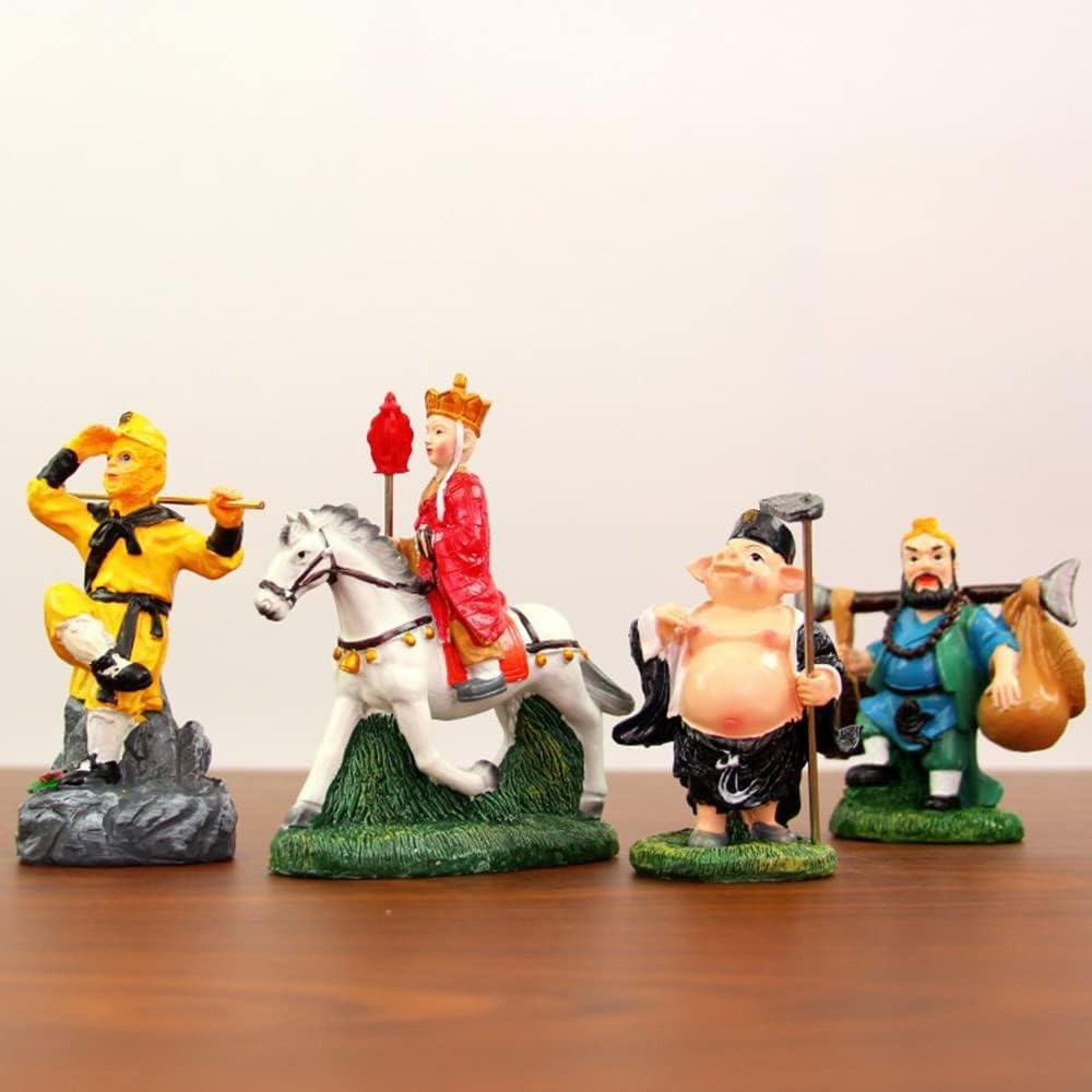 YUZDNM 4pcs Journey to The West Statue, Sun Wukong Figure, Resin Buddha Monk Sculpture for Home Office Decor, Collectable Gifts(#a)