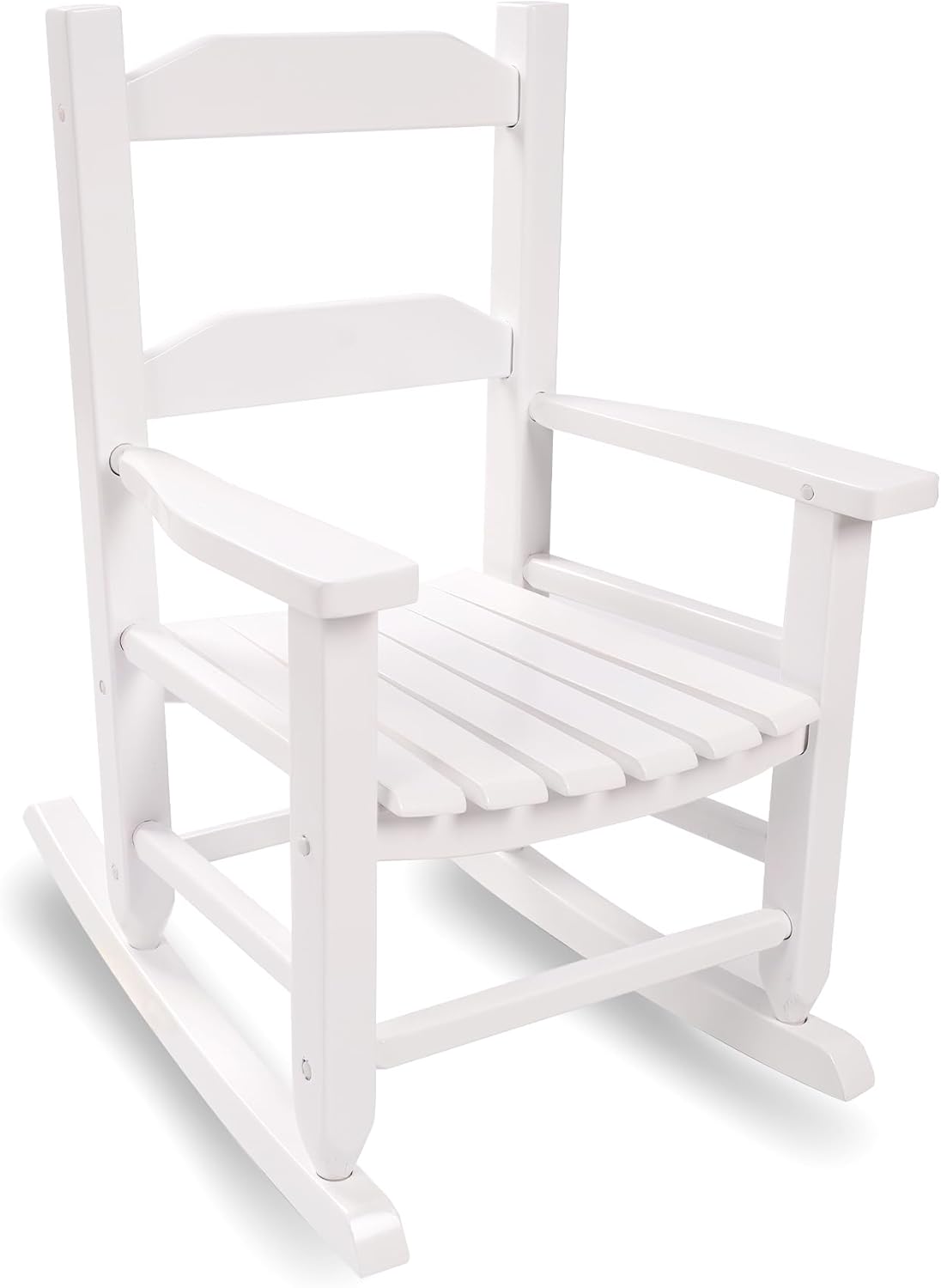 Kids Rocking Chair Toddler Wooden Indoor for Child Comfy Recliner Rocker for Baby Ages 3-6 Outdoor Lounge Children Playroom Anti-Tip Design Safe & Sturdy White