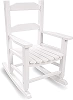 Hngilkoo Solid Wood Toddler Rocking Chair for Kids Ages 3-6 - White Indoor Outdoor Rocker with Safe Non-Toxic Finish