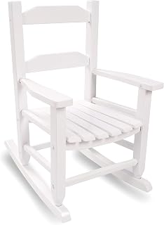Hngilkoo Solid Wood Toddler Rocking Chair for Kids Ages 3-6 - White Indoor Outdoor Rocker with Safe Non-Toxic Finish