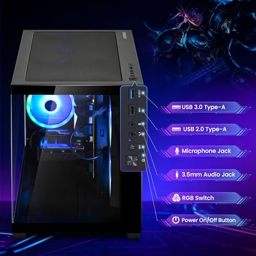 Image of STORMCRAFT Sirius Gaming Desktop Intel i5 14400F,RTX 5060,32GB DDR4,1TB NVMe SSD,B760 Chipset,USB Type-C,VR-Ready,Wi-Fi 6E,Bluetooth,Win 11 Home,AI Gaming PC Tower Computers