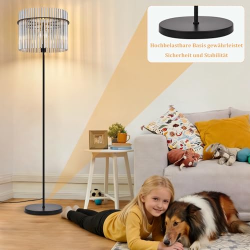 Lámpara de pie de cristal para espacios oscuros con interruptor cómodo 5