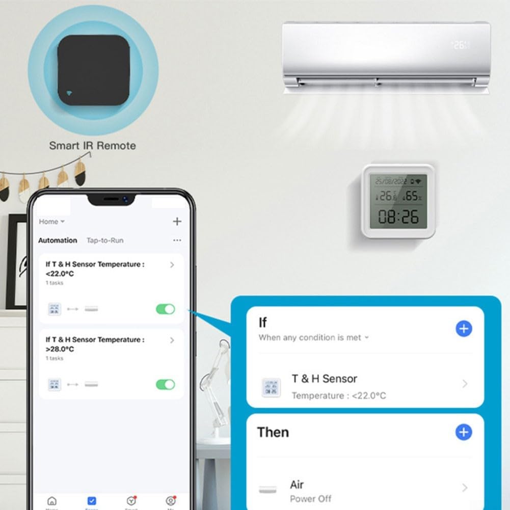 Sensores de humedad de temperatura inteligente LCD, para monitores de temperatura y humedad Zigbee, alertas inteligentes, exportación de datos