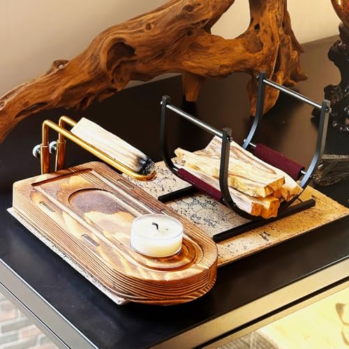 3-in-1 Palo Santo Holder & Burner with Wooden Base