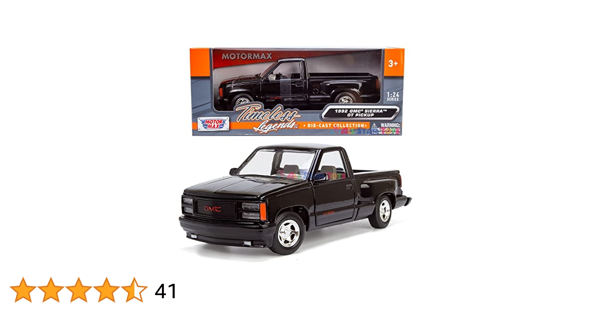 モーターマックス 1/24 1992 GMC シエラ GT PICKUP BLK Amazon.com: Motormax 1992 GMC Sierra GT Pickup Truck 1/24