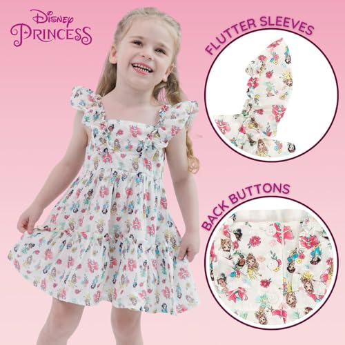 Disney Princess Big Girls' Sleeveless Ruffle Tiered Allover Print Sundress Tusk 8 - image 6
