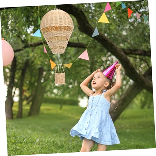 Montgolfière décorative rotin suspension chambre enfant salon 2pc - 4
