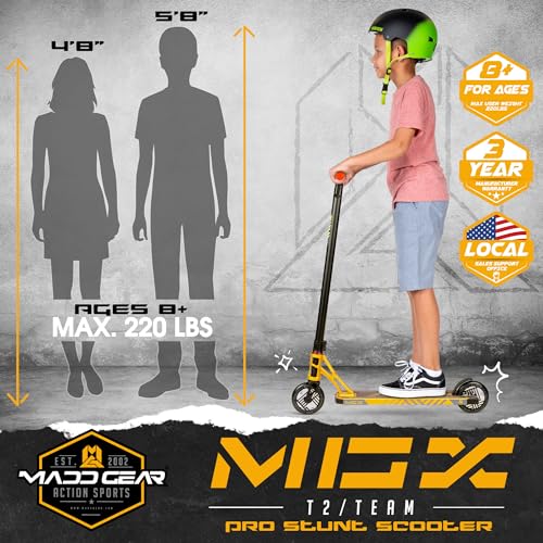 Image of Pro Stunt Scooter for Kids and Teens Ages 8-12 - Lightweight Durable Trick Scooter for Skatepark and Street - Easy Assembly - Madd Gear MG5