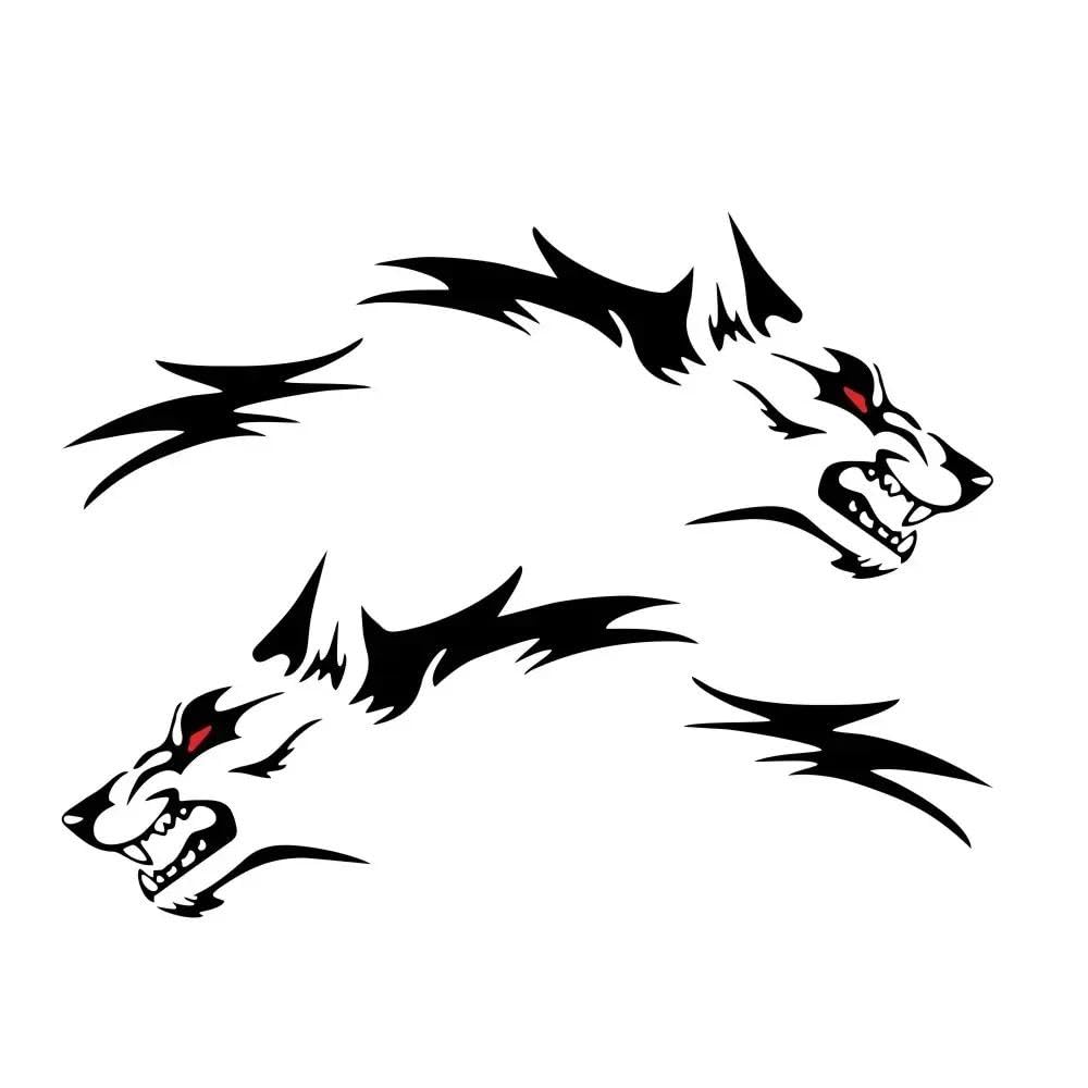 2PCS Wolf Totem Car Sticker Trunk Vinyl Vehicle Body Decoration(Black)