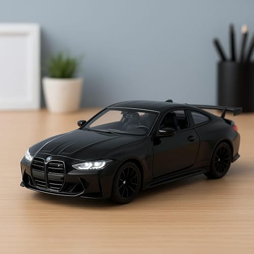 GKNEX BMW M4 1:32 Pull Back Alloy Diecast Car with Lights, Sounds & Opening Doors – Multicolor Kids Toy