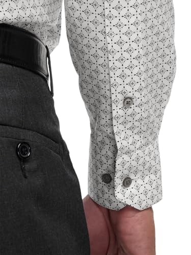 Paul Fredrick Men's Tailored Fit Comfort Stretch Non-Iron Geometric Dress Shirt4
