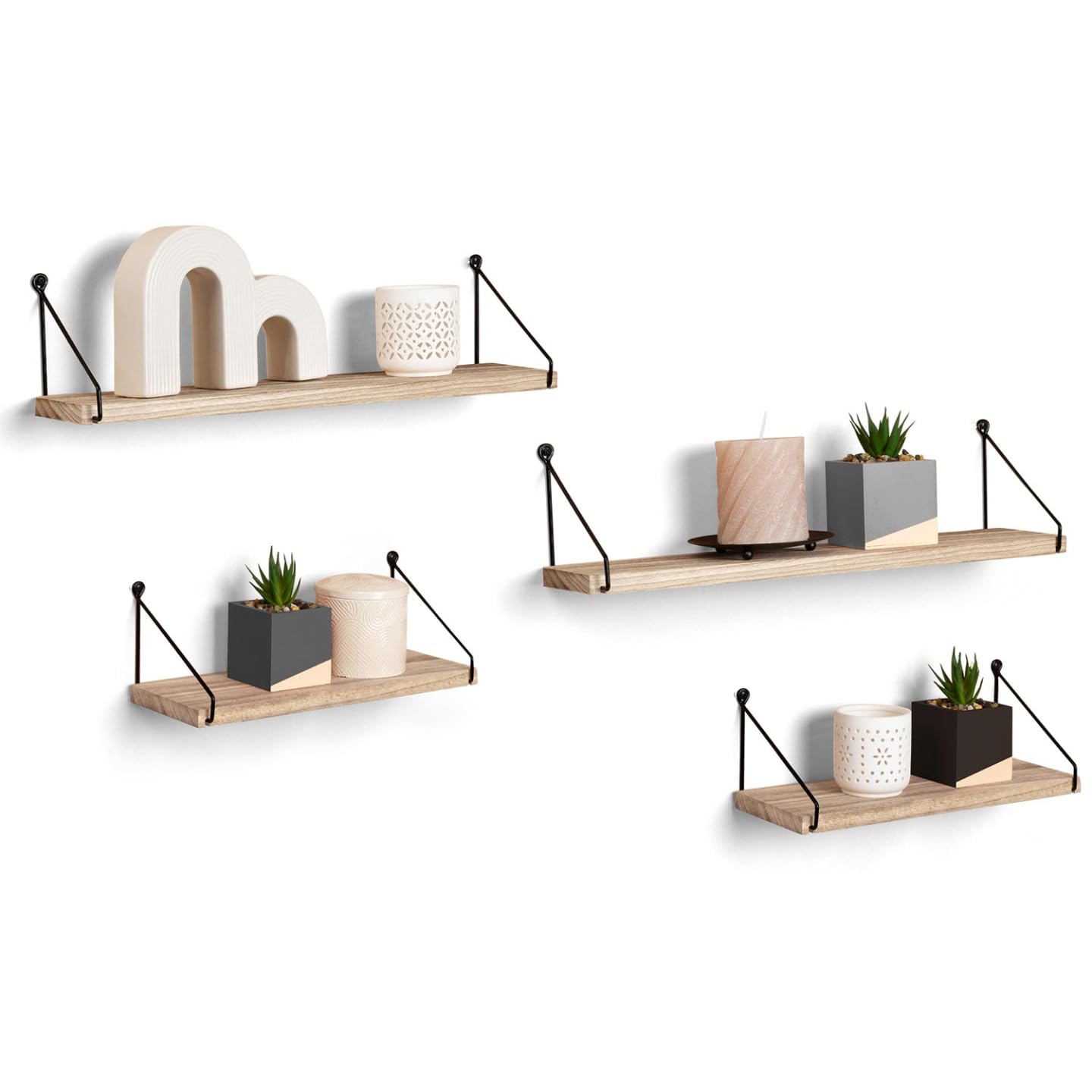 IDMarket - Lot de 4 étagères murales Lily Design Industriel