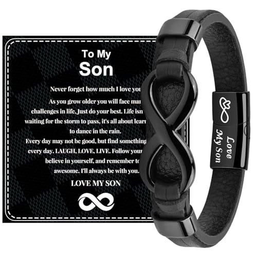 GBTBYS Son Infinity Leather Bracelet, To My Son...