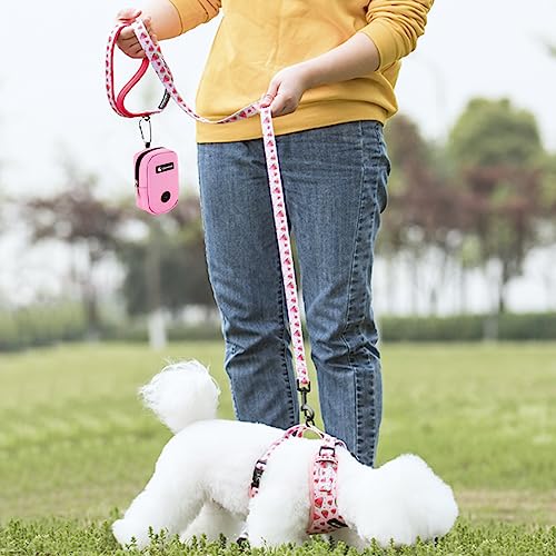 COOWONE Kleine Leckerli-Tasche mit Kotbeutel-Spender für Leine, tragbare Gehbeutel, Kotbeutelhalter, freihändige Hunde-Leckerli-Tasche (Rosa)