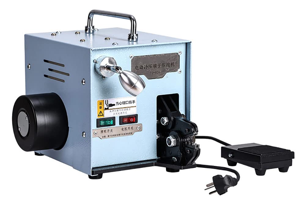 Pinza per crimpare terminali 0,05-6 mm2 Pinza per crimpare terminali per cavi elettrici con pedale e luce, set di matrici intercambiabili, crimpatrice per terminali a pressatura a freddo elettrica