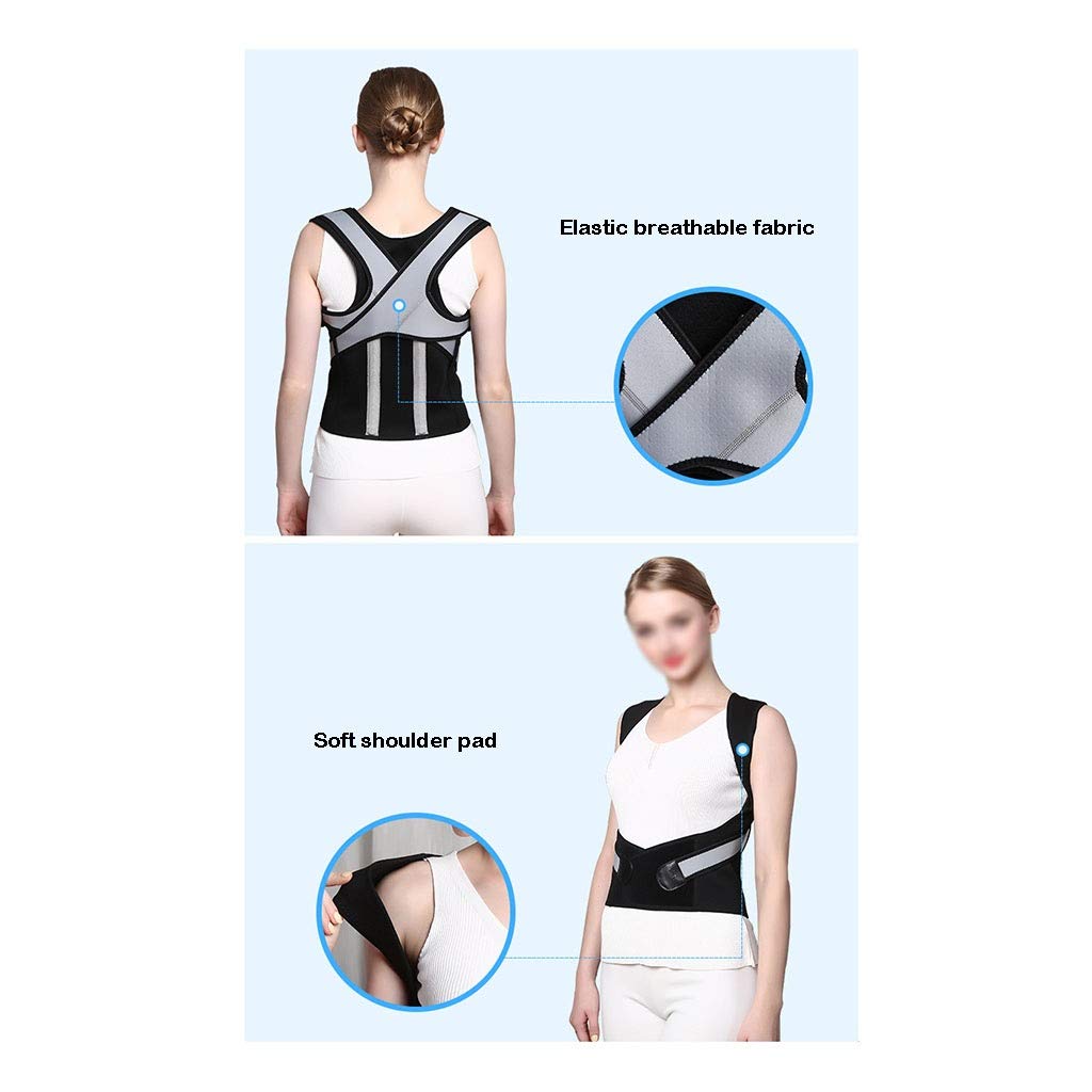 Corrector de postura, alta elasticidad, transpirabilidad, hombro, acolchado, soporte de espalda integrado, refuerzo de postura, unisex (negro) (talla : L) bueno
