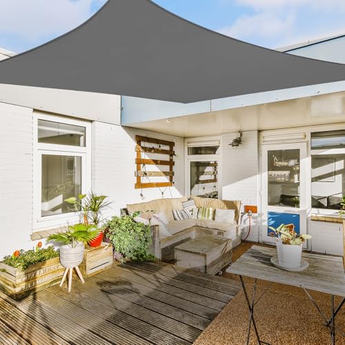 hanSe Sonnensegel quadratisch, Segeltuch Quadrat, 4x4 m in Graphit, aus HDPE Gewebe, wetterbeständig mit UV Schutz und Sonnenschutz für Garten, Balkon und Terrasse