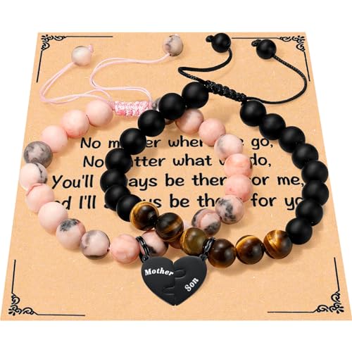 Ralukiia Mother & Son Heart Matching Necklace Set - Graduation, Birthday Jewelry