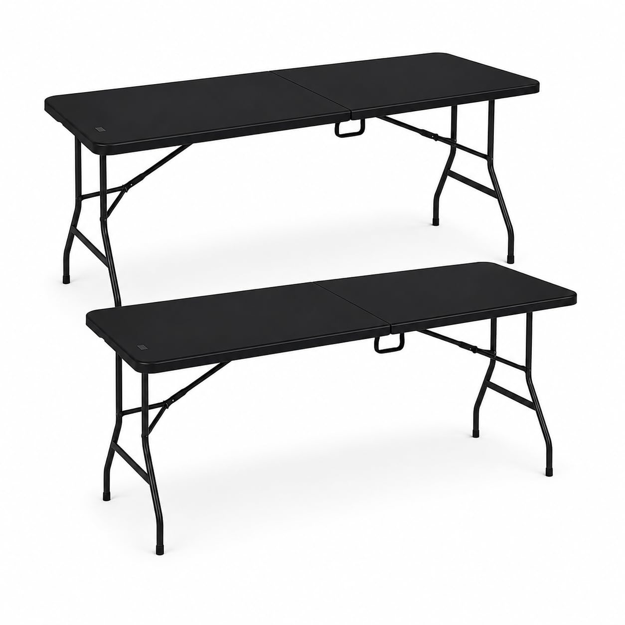 SAKUSEI Rectangle Folding Heavy Duty 6ft Table (Black, 2 Pack)