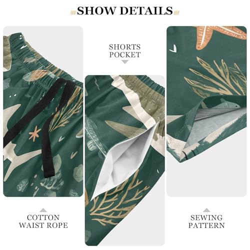 Shark Starfish Pattern Pajama Shorts for Mens Pjs Bottoms Sleep Shorts Lounge Wear Pajama Pants with Pocket4