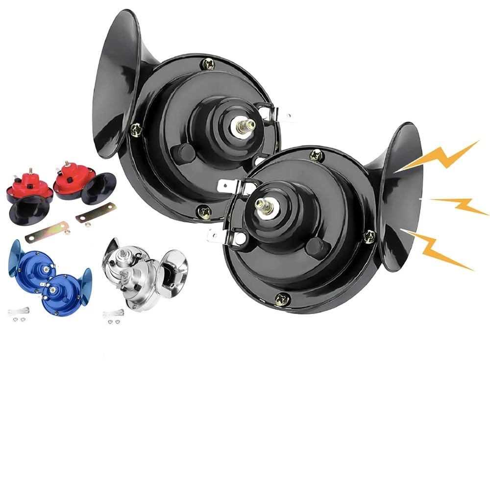 Bocina Coche 2 uds bocina de coche Universal 12V tren bocinas fuertes impermeables for motocicleta camión SUV barco(Red)