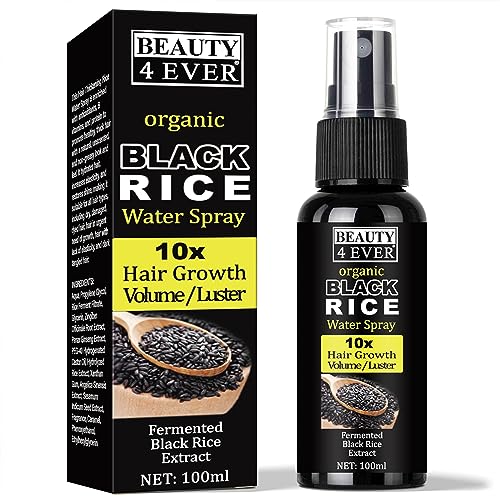 Hair Growth Serum, Black Rice Water for Hair Growth for Women & Men, Hair Loss Treatment, Black Rice Water Spray for Damaged Dry Hair Treatment, Hair Regrowth Treatment for Thicker Longer Fuller Hair with Castor oil Ginger