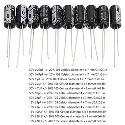 Image of 120pcs 12 values 0.22UF-470UF Aluminum electrolytic capacitor assortment kit set pack