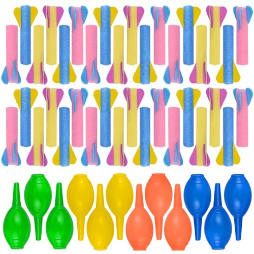 ArtCreativity Foam Rocket Launchers, 36 Rockets and 12 Squeeze Launchers,