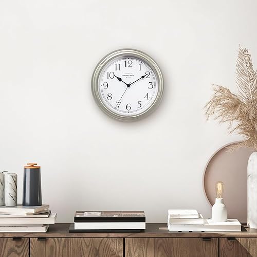 Miniatura 6 de Presentime & Co Chic Home Collection - Reloj Molly de 10 pulgadas, silencioso, sin ticks, color plateado. Reloj de pared decorativo moderno para