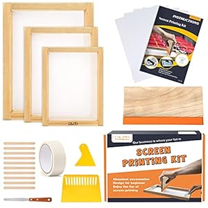 Caydo 23-teiliges Siebdruck-Starter-Set enthält 3 verschiedene Größen von Holz-Siebdruckrahmen mit Netz…