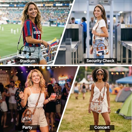 TOPEAST Clear Bag for Stadium Events, Stadium Approved Clear Purse Crossbody Handbags with Quick-Access Pouch and Adjustable Boho Strap for Women Concerts Sports, Brown - image 7