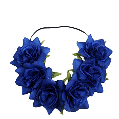 Spaufu - corona de flor, tipo guirnalda, banda para Cabello, Elástica, extensible, de decoración, accesorio para mujer, niña, boda, fiesta, cumpleaños, fotografía