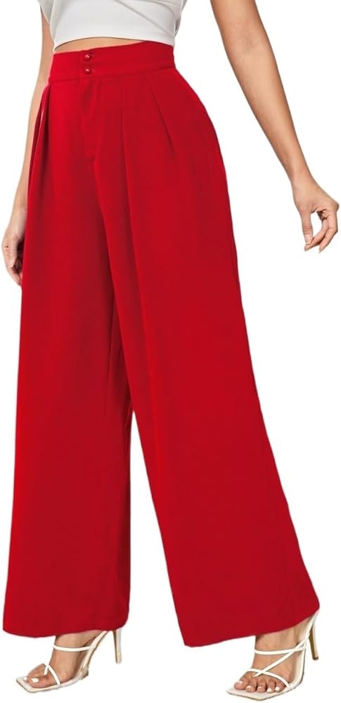 Women's 2024 Casual Wide Leg Long Pants Red High Waist Wide Leg Pants at  Amazon Women's Clothing store