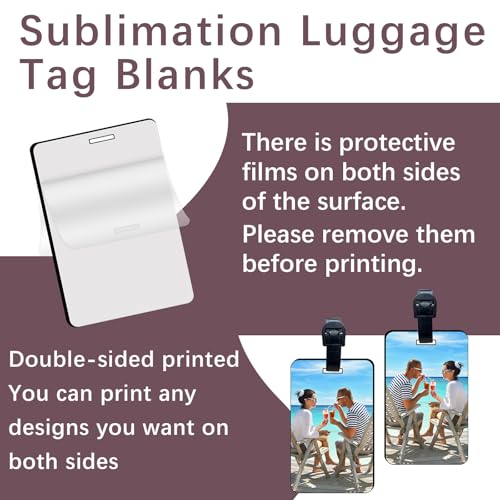 50 pcs Sublimation Luggage tag Blanks White Blank Travel Bag Tags with Strap Double Sided MDF Suitcase Label Tag with Slots Keychains Blanks Handmade DIY Crafting4