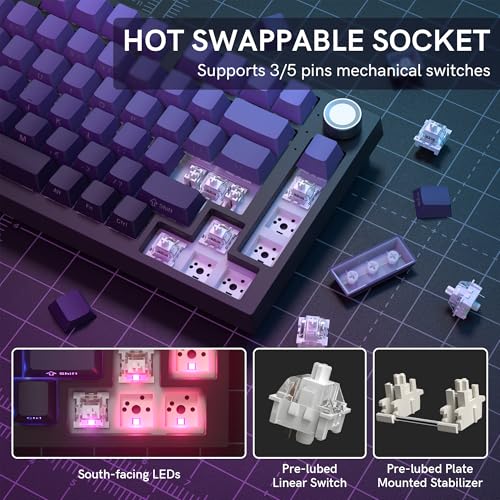 Clavier mécanique de jeu sans fil WK75 RVB anti fatigue PC - 7