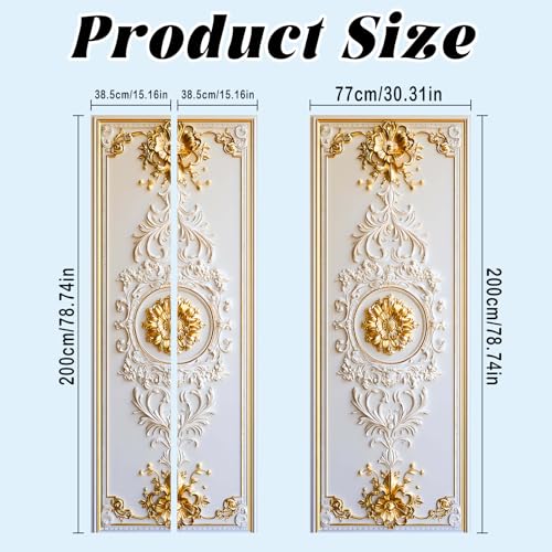Image of Nuxovilar French Gold Door Stickers Peel Stick PVC 30.3x78.7 Inches | Door Stickers Wall Decals Peel Stick Cover Vinyl Art Poster Home Bedroom Living Room (French Gold)