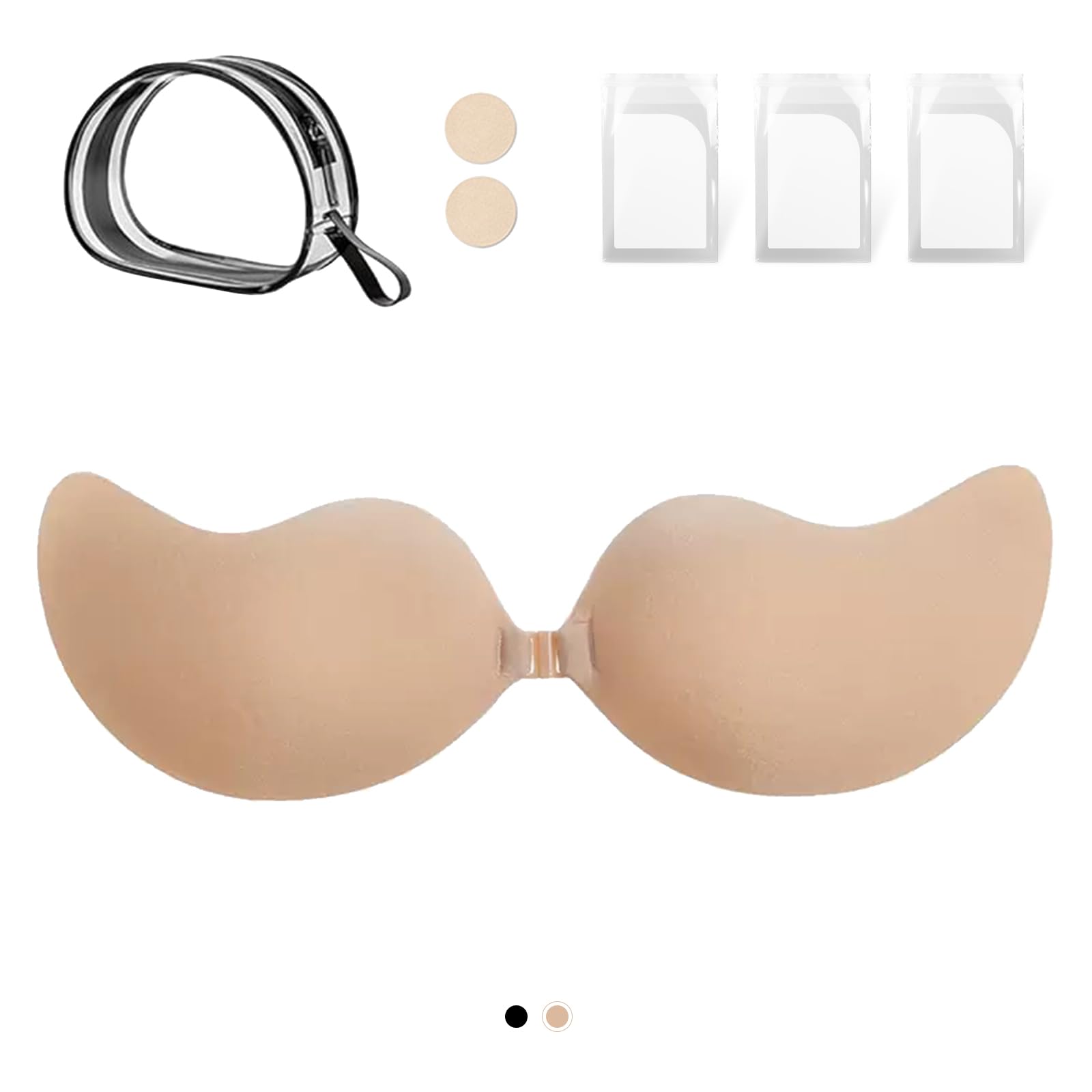FREELASS Adhesive Bra,Invisible Sticky Strapless Push-Up Bra, Reusable Silicone Nipple Covers for Backless Dress…