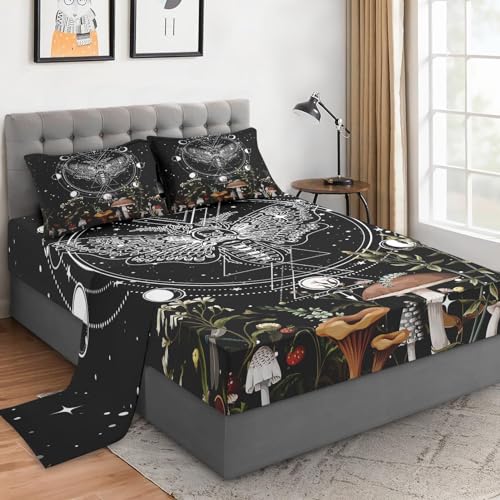 WeCozy Queen Size 4 Pcs Bed Fitted Sheet Set with 14