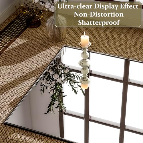GLSLAND 71"x31" Full Length Mirror Extra Large Hanging or Leaning Rectangle Mirror Aluminum Alloy Thin Frame Bedroom Floor Dressing,Black