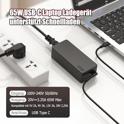 Laptop Ladekabel USB C 65W Netzteil für Lenovo Thinkpad Type C Ladegerät – Ansicht 2