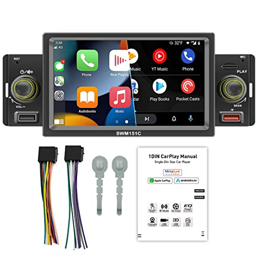 Pantalla táctil 5" Estéreo de coche Bluetooth MP5 Compatible con CarPlay y Android Auto