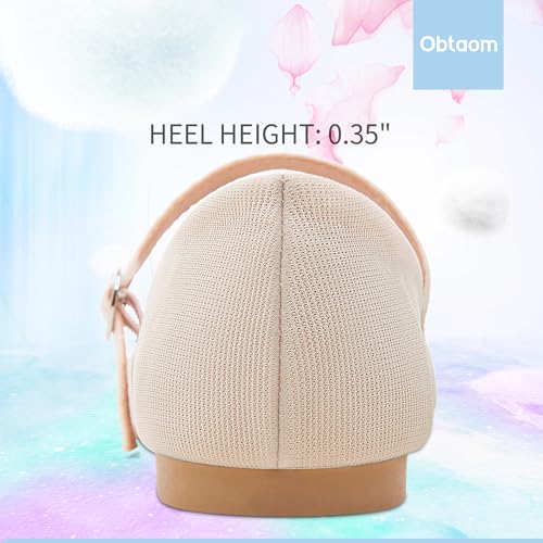 Image of Obtaom Mary Jane Flat Shoes Round Toe Ballet Flats for Women Dressy Fabric Business Flats Comfortable Classic Strap Flats for Office